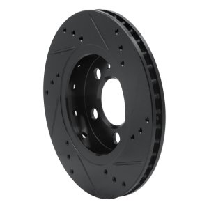 Audi TT Quattro Brake Rotor (1) - Rear Left - R1 Concepts - Drilled & Slotted - Black - `00-`06